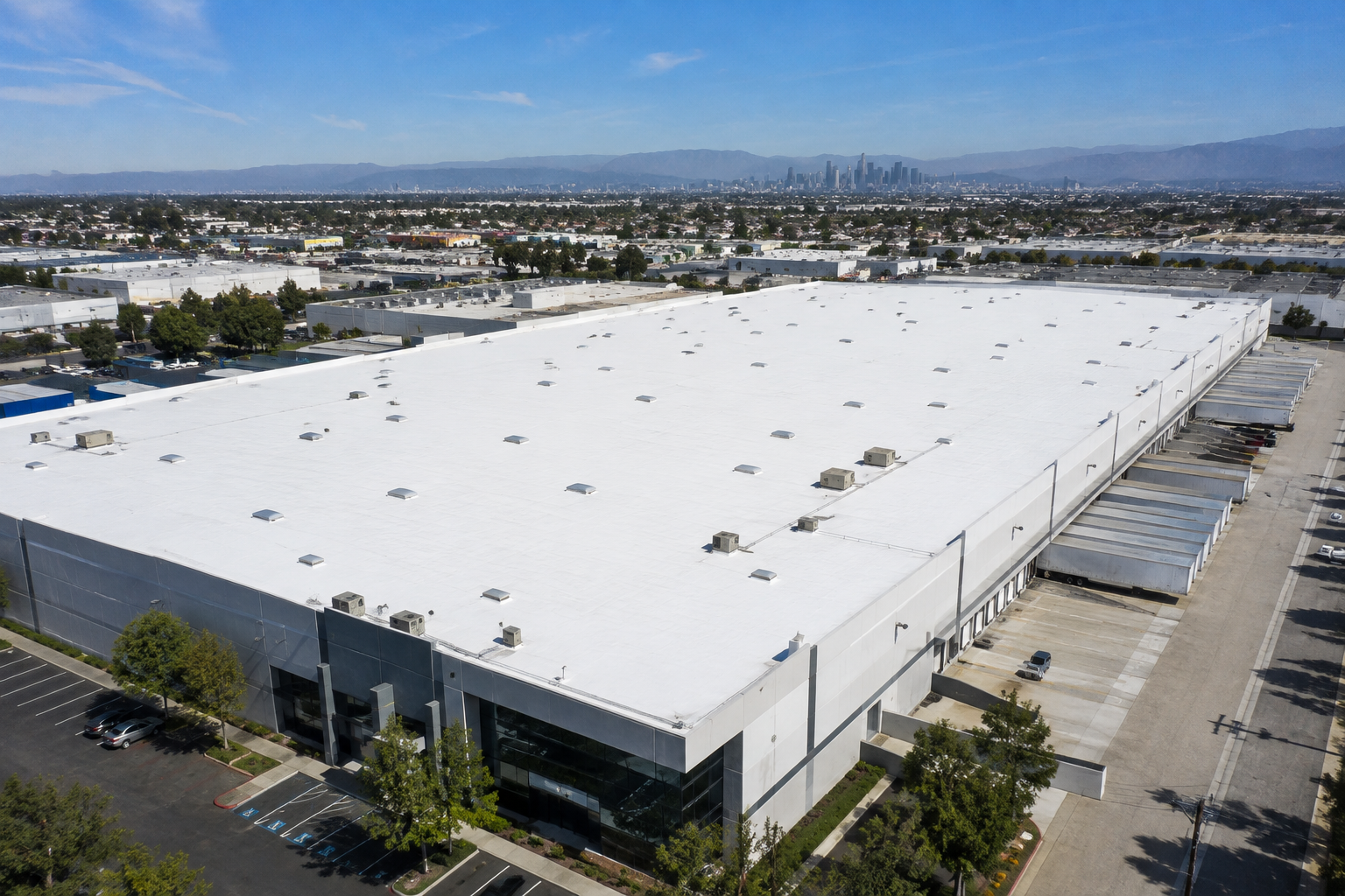 Completed commercial roofing project in Orange County